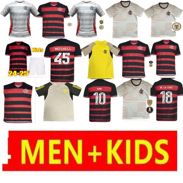 24/25 Maillots de football Flamengo 2024 2025 Chemises de football Ensembles pour hommes Kit enfants Camisa De Futebol PEDRO DIEGO GERSON GABI LORRAN PULGAR Fans