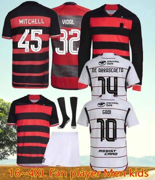 24/25 maillots de football Flamengo 2024 2025Sao Paulo FC maillots de football hommes ensembles enfants kit femmes camisa de futebol manches longues PEDRO GABI LORRAN PULGAR fans version joueur