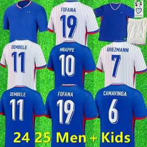 24 25 Club français Sets complets Jerseys de football français Benzema Giroud Mbappe Griezmann Saliba Pavard Kante Maillot de Foot Squipe Maillots Kid Kit Men Football Shirt