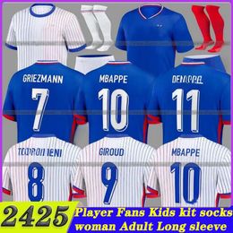 24 25 Jersey de maison française Zidane Mbappe Soccer Jerseys Dembele Coman Saliba Kante Maillot de Foot Equice Maillots Griezmann Kid Kit Men Player Football Shirt