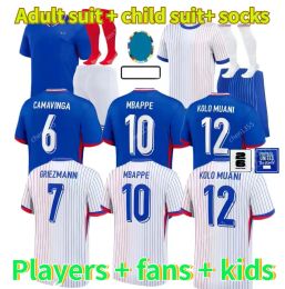 24 25 Franse Mbappe Kane Benzema 2024 Fans Player Versie Griezmann Giroud Maillot de Foot Men Shirt Kids Kit Varane Dembele voetbaluniform