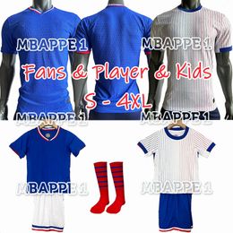 24 25 Jerseys de fútbol franceses MBAPPE KANTE BENZEMA 2024 Euro Cup Fans Versión del jugador GRIEZMANN GIROUD Maillot de Foot Camisa de hombre Kit para niños VARANE DEMBELE