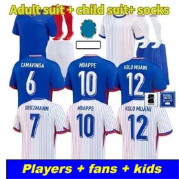 24 25 Franse Mbappe Kanzem Benzema voetbaltruien 2024 Euro Cup -fans spelerversie Griezmann Giroud Maillot de foot Men Shirt Kids Kit Varane voetbaluniform