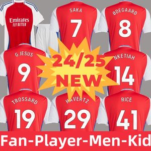 24/25 G.JESUS FANS Player Versie Mens Kids Kits Sets Arsen Home Third Away Shirts Football S K A Odegaard Havertz Rice Soccer Jerseys