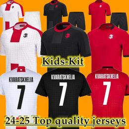 24 25 Georgia voetbaljersey Kvaratskhelia 2024 Euro Cup Georgian National Team thuis weg Georgien Men Football Shirts Chakvetadze Kvilitaia Zivzivadze Kids Kit