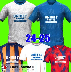 24 25 Glasgow Rangers Football Shirt Soccer Jerseys 2024 Colak Roope Lundstram Hagi Barker Morelos Tavernier Kent Tillman FC Fashion Jr Kit de football Men Kids Set Top