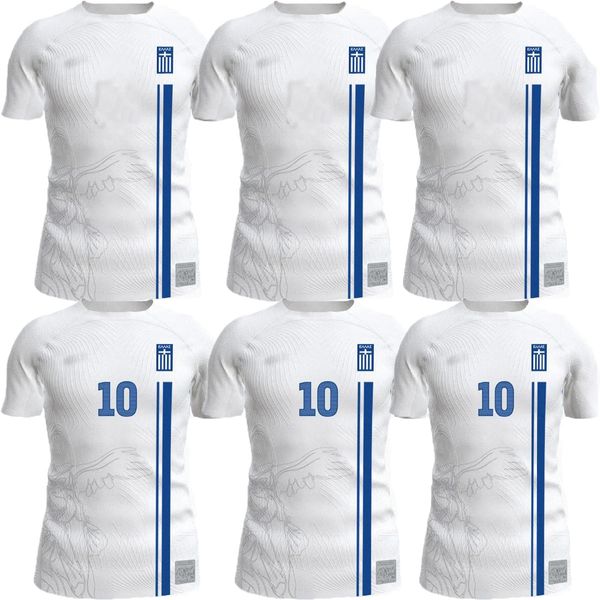 24 25 Jerseys de fútbol de Grecia 2024 2025 Patches UNL Copa de Europa Camisas de fútbol Equipo nacional Fortounis Giakoumakis Mavropanos Tsimikas Uniforme para hombres