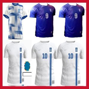 24 25 Greece Soccer Jerseys Home 2024 Patches 2025 White Football Shirts National Team Fortounis Giakoumakis Mavropanos Tsimikas Fan Men's Uniforme