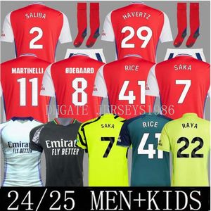 24/25 Gunners G.Jesus Havertz Soccer Jerseys 2024 Arsen Thomas Trossard Rice Tierney Smith Rowe Shirt Saliba Odegaard Saka Martinelli Football Kids Kit Kit 4xl