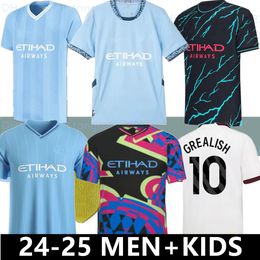 24 25 Haaland Soccer Jerseys 2023 2024 MAN Cities 4th Grealish Sterling Mahrez de Bruyne Foden Football Shirt Men Kid Kit Uniforme Chine