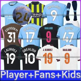 24 25 Haaland Soccer Jerseys Mans Cities Final Istanbul Kit Mahrez Grealish de Bruyne Foden Man City Football Shirt Kid