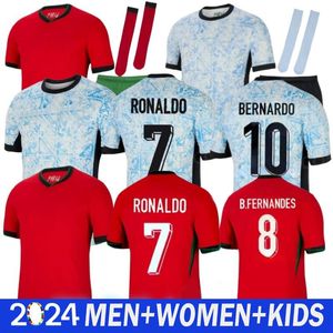 24 25 Hot Portugal B.Cernandes Soccer Jerseys National Team European Cup CR7 Bruno Joao Felix Ronaldo Bernardo Diogo J. Joao Annulyo voetbalhirtkits Sock Full