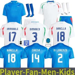 24 25 Italia Chiesa Soccer Jerseys 2024 Home and Away Italië Raspadori Verratti Barella Shirt Totti Lorenzo Politano Special Miretti Football -uniform