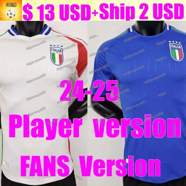 24 25 Italie CHIESA Soccer Jerseys 2024 Italia Home and Away RASPADORI VERRATTI BARELLA Chemise TOTTI LORENZO POLITANO Spécial MIRETTI Football _Jersey