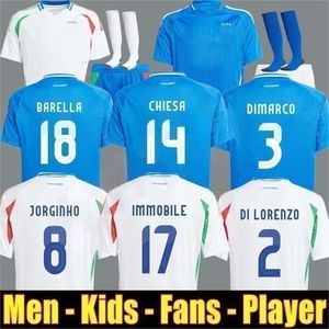 24 25 Italia camiseta de fútbol BONUCCI fútbol Jerse JORGINHO INSIGNE VERRATTI hombres niños CAMISETAS DE FÚTBOL CHIESA BARELLA CHIELLINI PELLEGRINI Italia 125 años aniversario