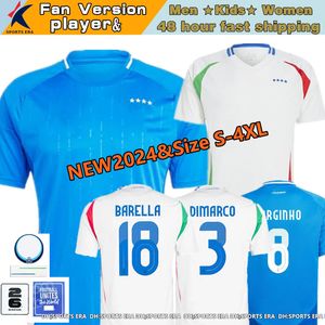 24 25 Italië Soccer Jersey Maglia Italia 2024 Euro Cup 2025 Nationaal team Jorginho Chiesa Barella voetbalhirt Italiaanse fans speler Kids Kit volledige set maat S-4XL