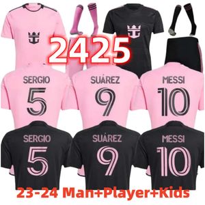 24/25 Jerseys Messis Fans hommes enfants 23 24 Inter Miamis FC Player Home Away Shirts Suarez Soccer Jerseys Sergio Jordi Alba Mota Football Kits