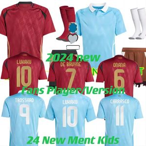 24 25 MAILLOT België Soccer Jerseys de Bruyne Lukakudoku 2024 Euro Cup Natateam voetbalshirt 2025 Kinderenful kit thuis weg Carrascotielemans Bakayokotrosssa