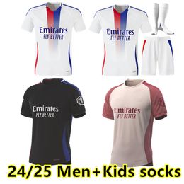 24 25 Maillots de foot soccer Jerseys Lyonnais Caqueret Tolisso Jeffinho Ol Aouar Tagliafico Fans Football Shirts 2024 2025 Traore Sarr Man Lyon Kids Kits
