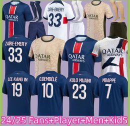 24 25 Maillot Mbappe voetbaltruien 23/24 Fans Player Versie Training Pre Match 2023 2024 Maglia Paris Home Away Football Shirt Hakimi Fabian Vitinha Men Kids Kit