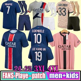 24 25 Maillot Mbappe Soccer Jerseys Kid Kit Version Player Training Pre Match 2024 2025 Maglia Paris Home Away Football Shirt Hakimi Fabian Vititinha O Dembele