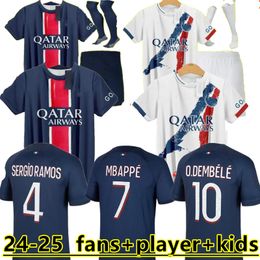 24 25 Maillot Mbappe Soccer Jerseys Kids Kit 24/25 Version Joueur Training Pre Match 2024 2025 Maglia Paris Home Football Shirt Hakimi Fabian Vititinha O Dembele 888