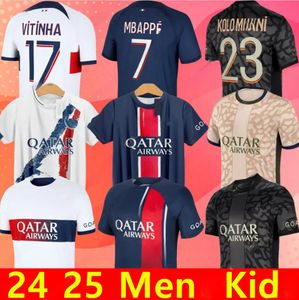 24 25 MAILLOT MBAPPE Jerseys Kits Kits Kit 23/24 Versión de jugador PRE Match 2024 Paris Home Away Fútbol Camisa de fútbol Hakimi Fabian Vitinha O Dembele