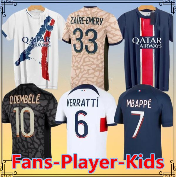 24 25 MAILLOT MBAPPE Jerseys Kits Kits Kit 23/24 Versión de jugador PRE PAR MATES 2023 2024 Maglia Paris Camisa de fútbol ADEMBRES HAKIMI Fabian Vitinha Odembele