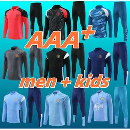 24 25 Man City Tracksuit Haaland Half Zip Training Suit Men Kids Kit 2024 2025 De Bruyne Mens Soccer Tracksuit Sportswear Football Survitment Foot Chandal