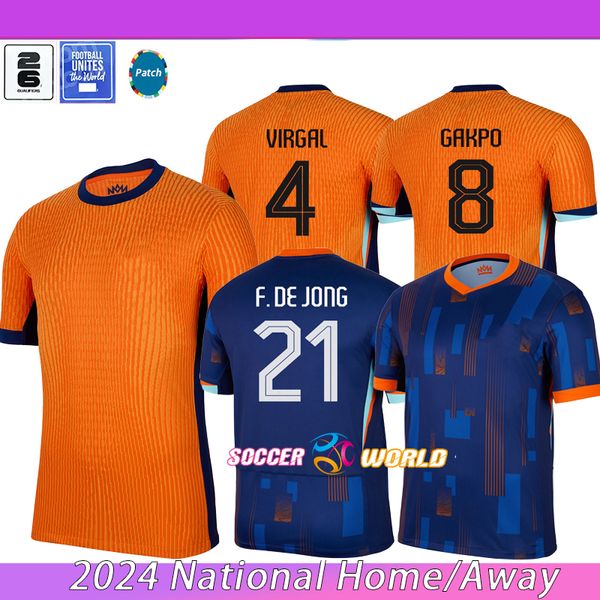 24 25 Países Bajos MEMPHIS Jersey de fútbol europeo de Holanda 2024 Eurocopa Equipo nacional holandés Camiseta de fútbol Hombres Kit para niños Hogar visitante MEMPHIS XAVI GAKPO Uniforme de fútbol