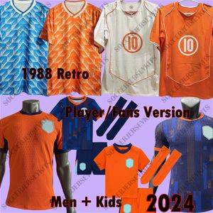 2024 Chemise Nederlands Coupe d'Europe 24 Holland 1988 Retro Jersey Shirt Dumfries Men Kid Kit Kit Football Shirts Maillot de Football Holland Pays Bas Vintage Virgil