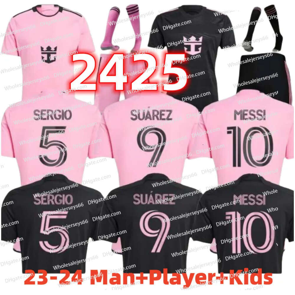 24 25 Messis fans män barn 23 24 Inter Miamis FC Player Home Away Soccer Shirts Suarez Soccer Jerseys Sergio Jordi Alba Mota Football Kits