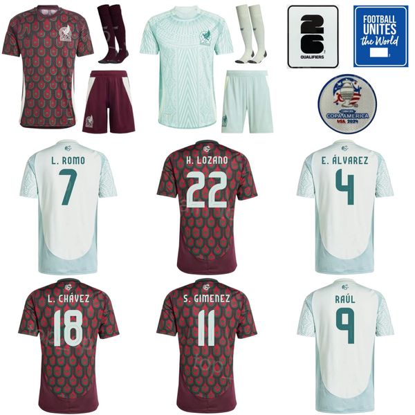 2024 Copa América Hombres niños México Jersey de fútbol 4 Álvarez 18 Chavez 17 Pineda Quinones Gallardo Vásquez Lozano Martin Rodriguez Ochoa Camisa de fútbol Equipo nacional