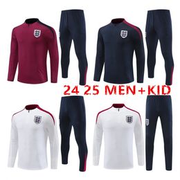 24 25 Equipos nacionales Inglaterra Stracksuit 2024 2025 Half Pull Men Kits Wear Kits Traje de entrenamiento Traje de entrenamiento de fútbol Jogging Juegos Fútbol de fútbol Survel