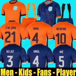 24 25 Países Bajos European Holland Club Soccer Jersey 2024 Euro Cup 2025 Holandch National Team Football Shirt Kit para niños Set a casa Memphis Xavi Gakpo