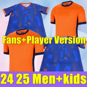 24 25 Pays-Bas European Holland Club Soccer Jersey 2024 Euro Cup 2025 Hollandais d'équipe nationale Chirt de football Men Kid Kit Full Home Away Memphis Xavi Gakpo