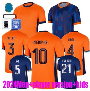 24 25 Nederland Europees Holland Club Voetbalshirt 2024 Nederlands Elftal Voetbalshirt Heren Kindertenue Volledige set thuis weg MEMPHIS XAVI GAKPO