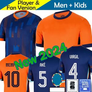 24 25 Nederland Europees Holland Club Voetbalshirt 2024 Euro Cup 2025 Nederlands Elftal Voetbalshirt Heren Kindertenue Volledige set Home Away MEMPHIS XAVI GAKPO JJ 3.26