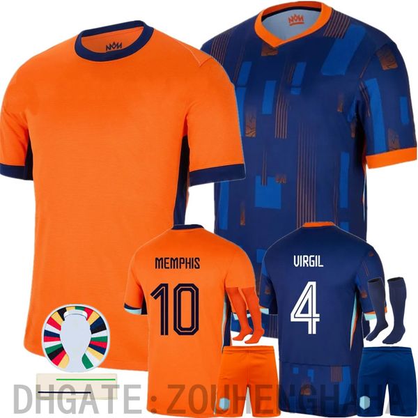 24 25 Países Bajos European Holland Club Soccer Jersey 2024 Euro Cup 2025 Holandch National Team Football Shirt Kit para niños Set a casa Memphis Xavi Gakpo