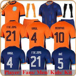 24 25 Pays-Bas Memphis de Jong Coupe d'Europe 23 24 Holland Club Jersey Virgil Dumfries Bergvijn Shirt 2024 Klaassen Blind de Ligt Men Kid Kit Kit Football Shirt