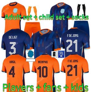 24 25 Países Bajos Memphis Copa de Europa 23 24 Holanda Club Jersey de Jong Virgil Dumfries Bergvijn Camisa 2024 Klaassen Blind de Ligt Men Kits Kit Fútbol Camisa