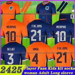 24 25 Pays-Bas Memphis European Holland Club Soccer Jersey 2024 2025 Hollandais Team Football Shirt Men Kids Kit Full Home Away Memphis Xavi Gakpo