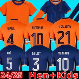 24 25 Nederland Memphis European Holland Club Soccer Jerseys 2024 Euro Cup 2025 Nederlands Nationaal Team voetbalshirt Mini Kids Kit Volledige set thuis weg Memphis Xavi Gakpo