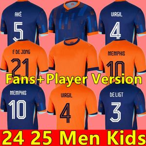24 25 Nederland Memphis European Holland Club Soccer Jersey 2024 Euro Cup 2025 Nederlands Nationaal Team voetbalshirt Mannen Kids Kit Women Home Away Memphis Xavi Gakpo