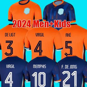 24 25 Países Bajos Memphis European Holland Club Soccer Jersey 2024 Euro Copa 2025 Camisa de fútbol del equipo nacional holandés Kit para niños Set a casa Memphis Xavi Gakpo