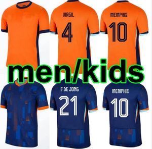 24 25 Nederland Memphis European Holland Club Soccer Jersey 2024 Euro Cup 2025 Nederlands Nationaal Team voetbalshirt Mini Kids Kit Volledige set thuis weg S-2XL