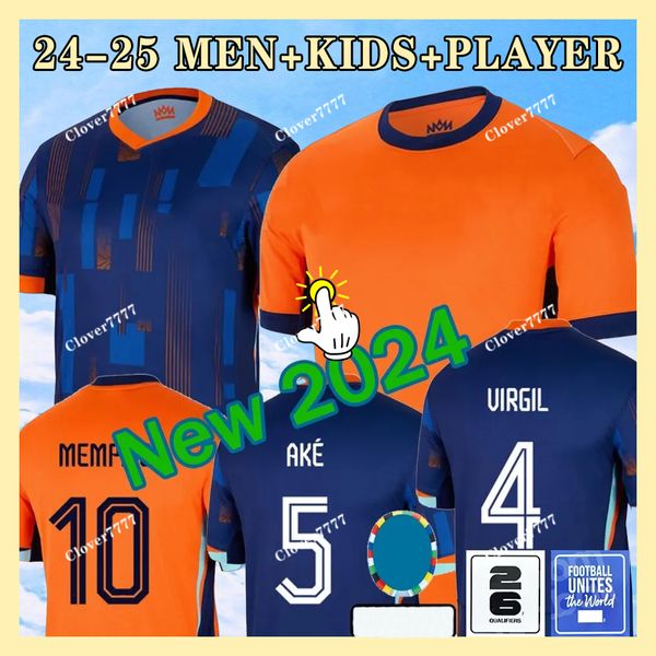 24 25 Países Bajos Memphis European Holland Club Jerseys 2024 Euro Cup Holand National Team Football Shirt Kit para niños Full Set a casa Memphis Xavi Gakpo XXXL 4XL