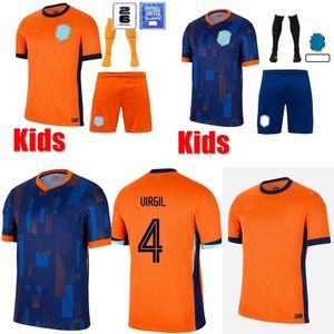 24 25 Pays-Bas Jerseys de football pour hommes 2024 2025 Kits de football pour enfants Nederland Cities Orange Home Football Jersey Football Shirt Kit Virgil Memphis de Ligt