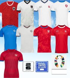 24-25 Jerseys de football de la République tchèque Suisse à la maison Autriche Blue rouge blanc 2024 2025 Iceland Sports Football Shirts Sportswear Serbia Camia Euro Cup Euro
