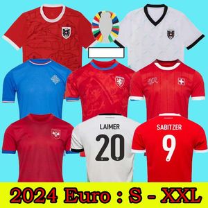 24 25 Nieuwe Euro Cup Tsjechische voetbaltrui Zwitserland Home Oostenrijk Red Blue White 2024 2025 IJsland Sportvoetbal Shirt Sportswear Servië Camisoara